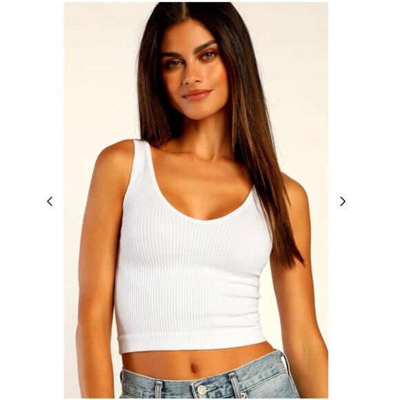 Free People Tops - Free People Crop Top | Solid Rib White Cropped Cami Tank - New with Tags!